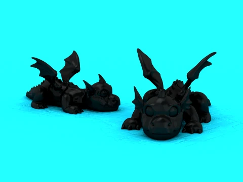 Sleepy Black Dragons 3D Model