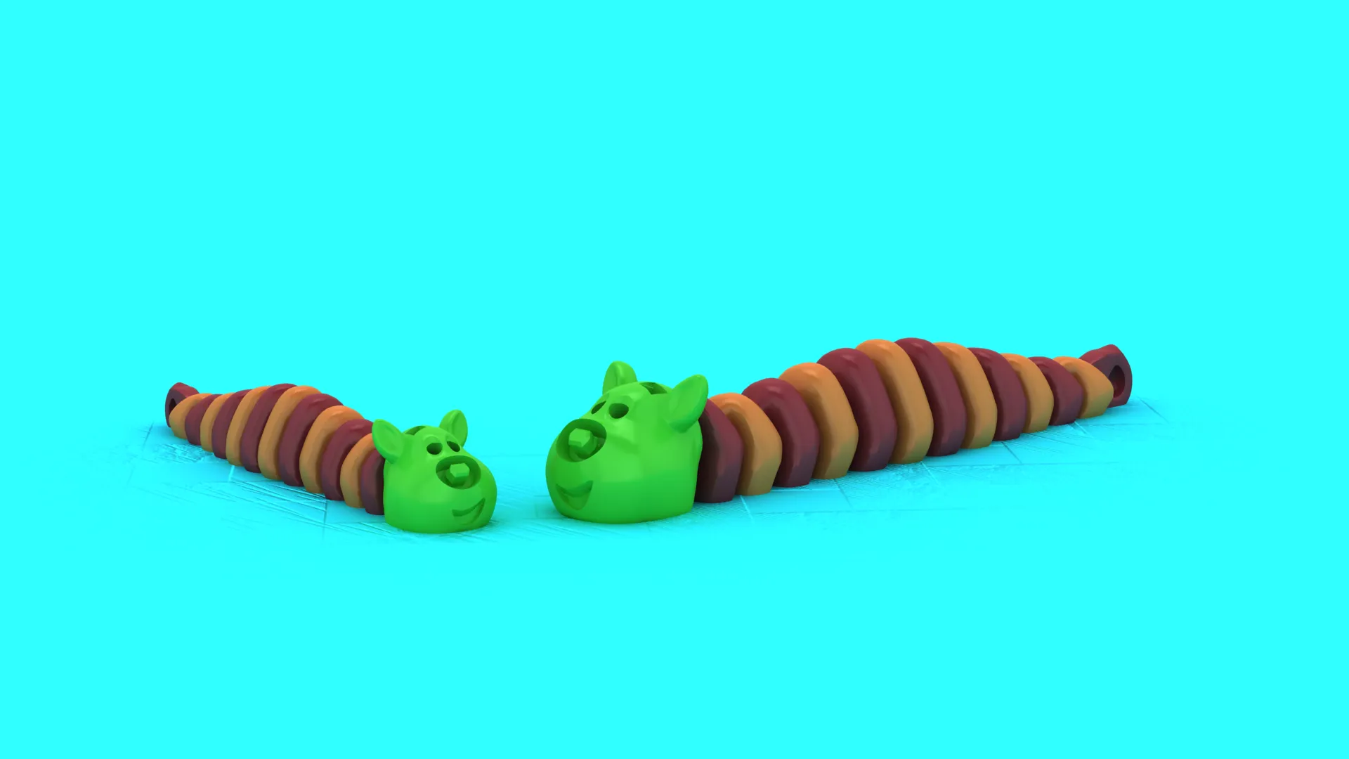 Long Striped Caterpillars 3D Model .c4d .max .obj .3ds .fbx .stl .blend