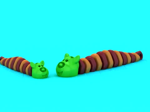 Long Striped Caterpillars 3D Model