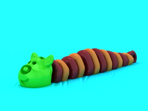 Long Striped Caterpillars 3D Model