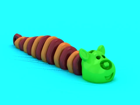 Long Striped Caterpillars 3D Model