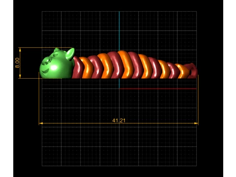 Long Striped Caterpillars 3D Model