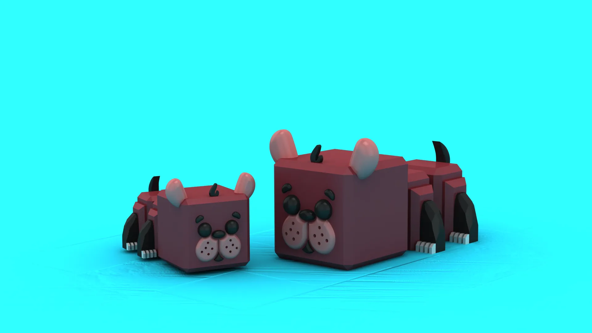 Blocky Puppy Cubes 3D Model .c4d .max .obj .3ds .fbx .stl .blend