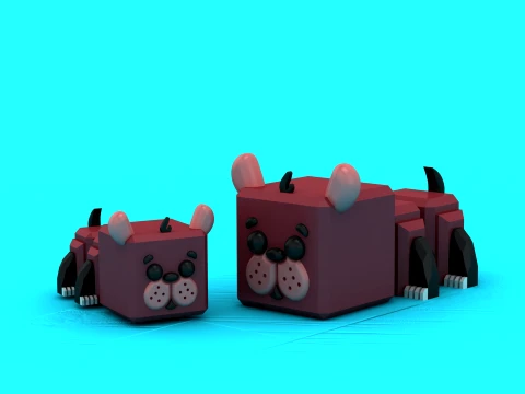 Blokvormige puppyblokjes 3D Model