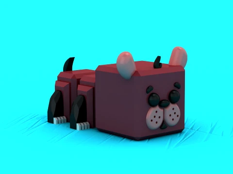 Blocky Puppy Cubes 3D Model