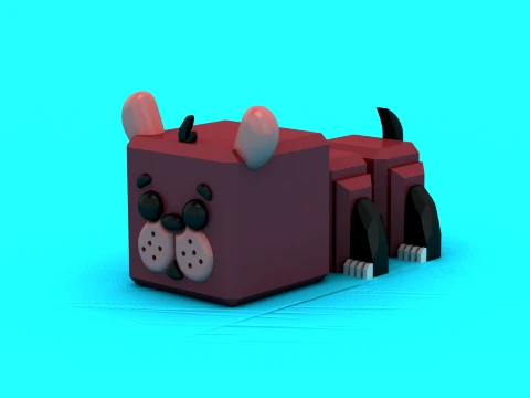 Blocky Puppy Cubes 3D Model