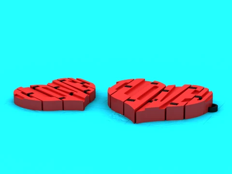 Blocky Heart Charms 3D Model