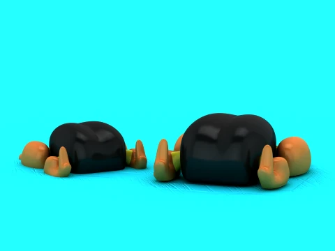 Faceless Black Blobs 3D Model
