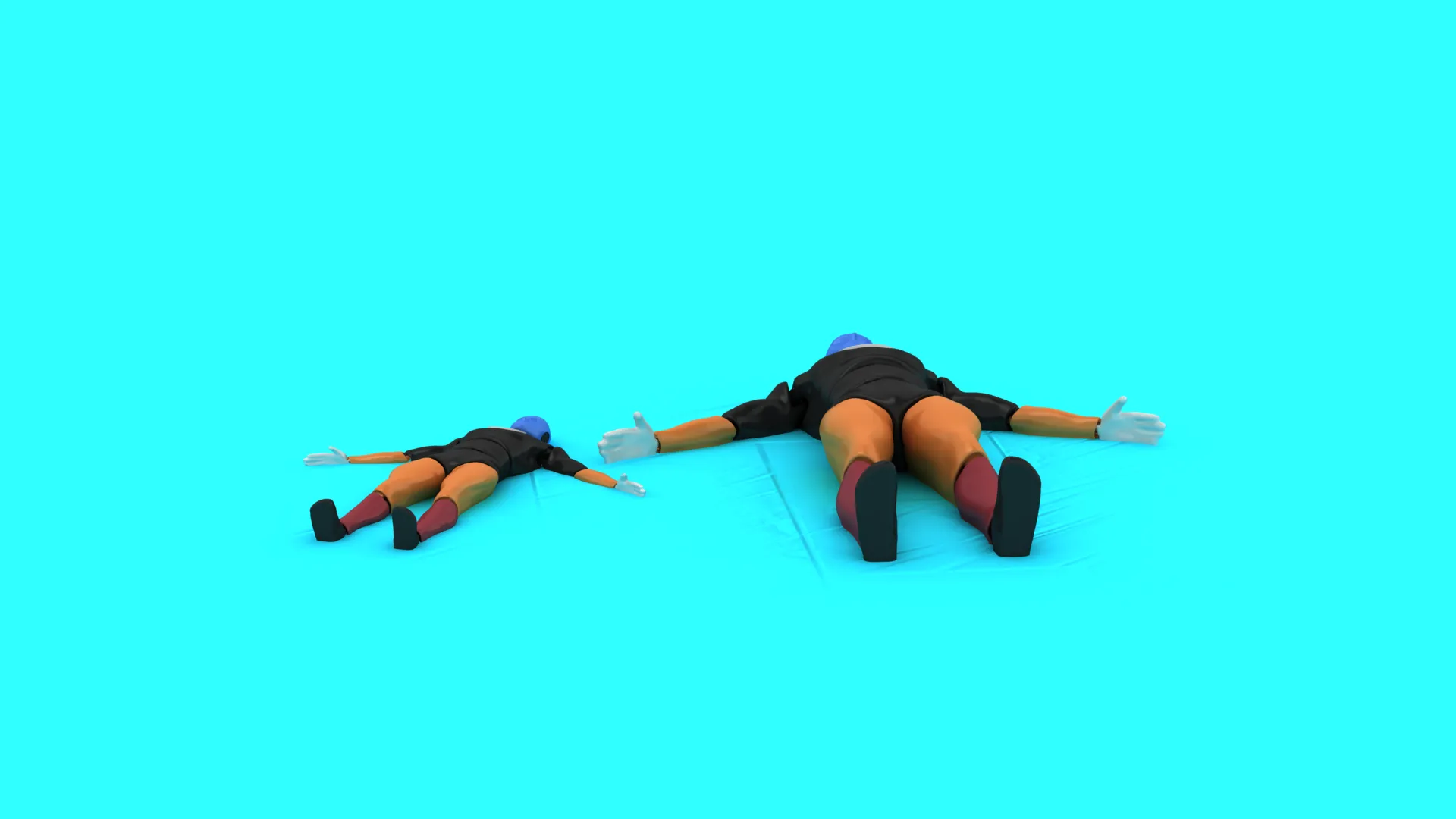 Sprawled Cartoon Characters 3D Model .c4d .max .obj .3ds .fbx .stl .blend