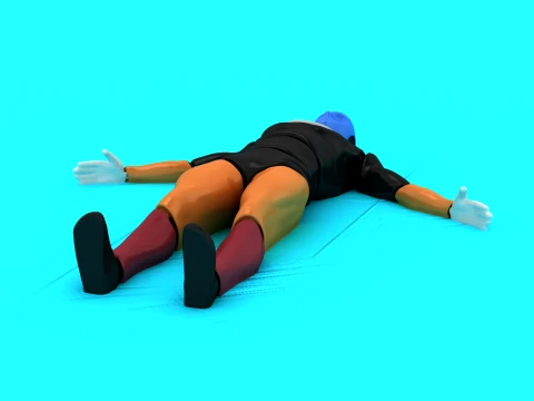 Sprawled Cartoon Characters 3D Model