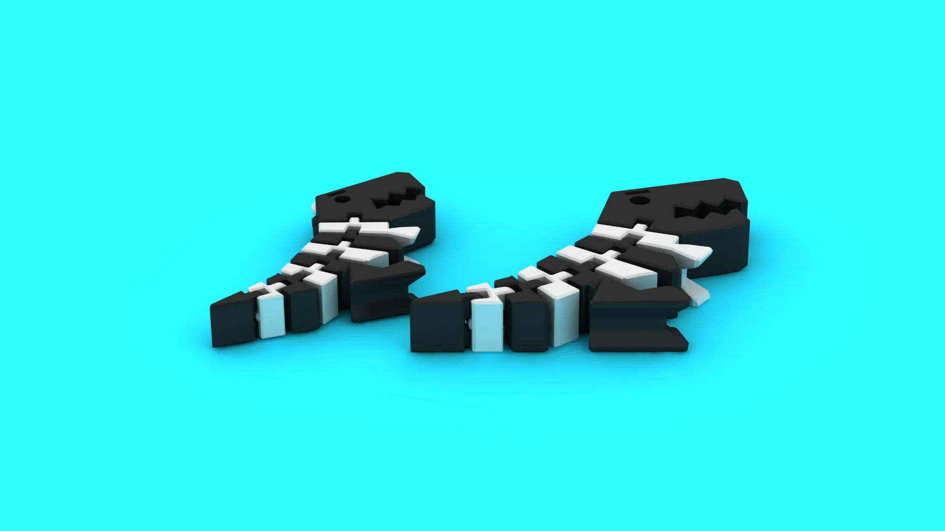 Blocky Fossil Fish 3D Model .c4d .max .obj .3ds .fbx .stl .blend