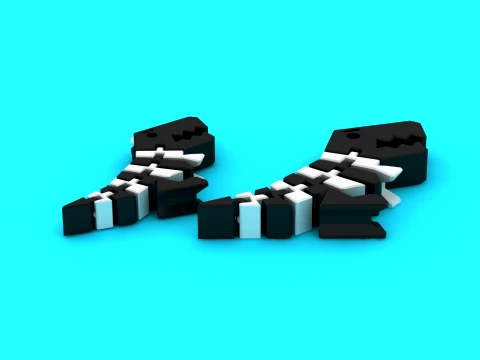 Blocky Fossil Fish 3D Model