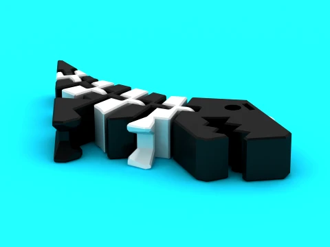 Blocky Fossil Fish 3D Model