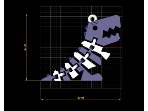 Blocky Fossil Fish 3D Model
