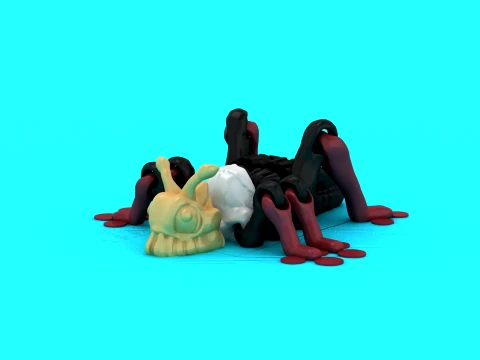 Textured Alien Spiders 3D Model