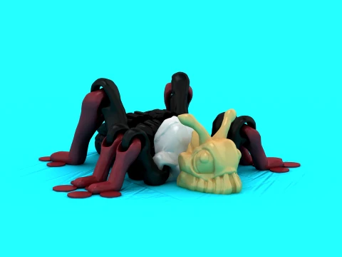 Textured Alien Spiders 3D Model