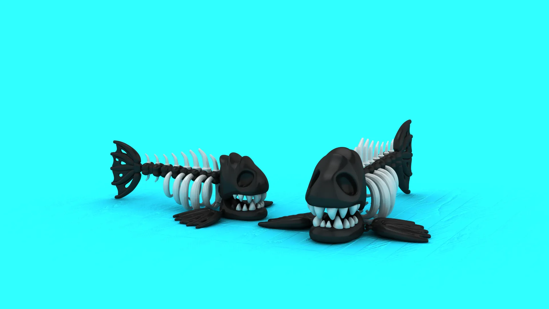 Fanged Fish Skeletons 3D Model .c4d .max .obj .3ds .fbx .stl .blend 