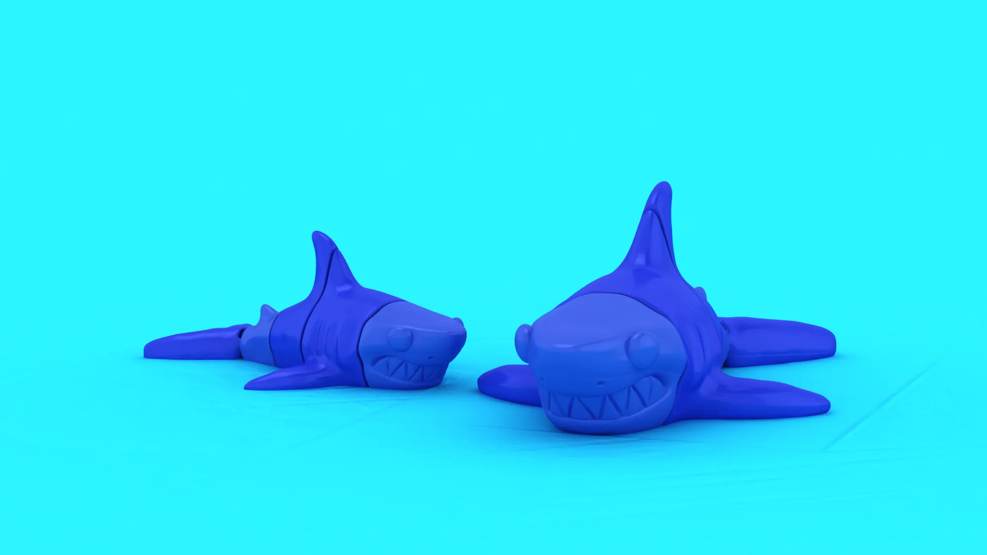 Grinning Blue Sharks 3D Model .c4d .max .obj .3ds .fbx .stl .blend 