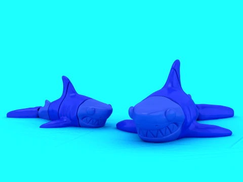 Sorrindo Tubar&otilde;es Azuis Modelo 3D