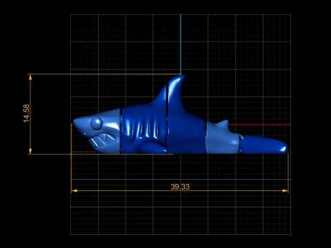 Grinning Blue Sharks 3D Model