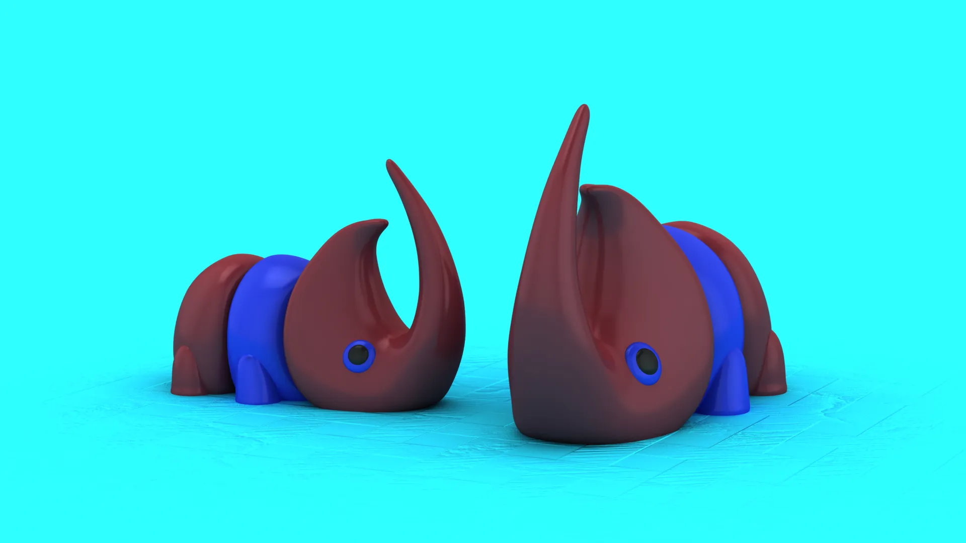 Curved Horn Creatures 3D Model .c4d .max .obj .3ds .fbx .stl .blend 