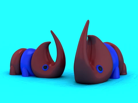 Criaturas de Chifre Curvo Modelo 3D