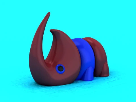 Curved Horn Creatures 3D Model