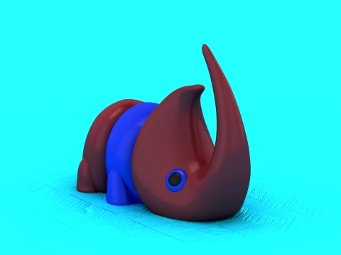 Curved Horn Creatures 3D Model