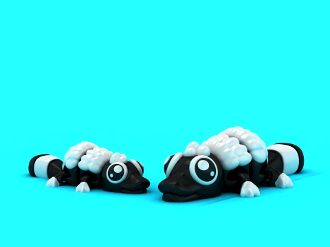 Wooly Panda Alligators 3D Model