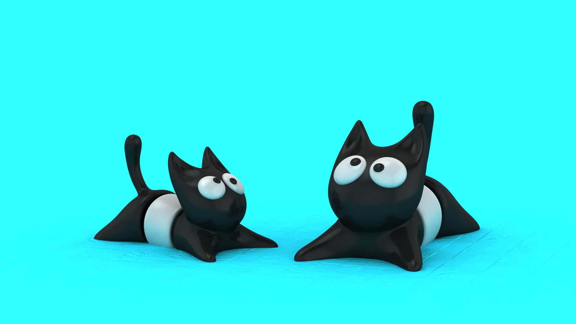 Wide-Eyed Black Kittens 3D Model .c4d .max .obj .3ds .fbx .stl .blend