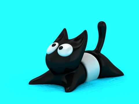 Wide-Eyed Black Kittens 3D Model