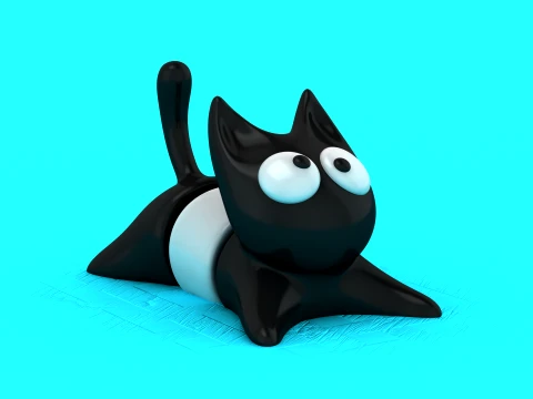Wide-Eyed Black Kittens 3D Model