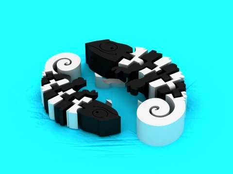 Flexi caméléon squelette Modèle 3D