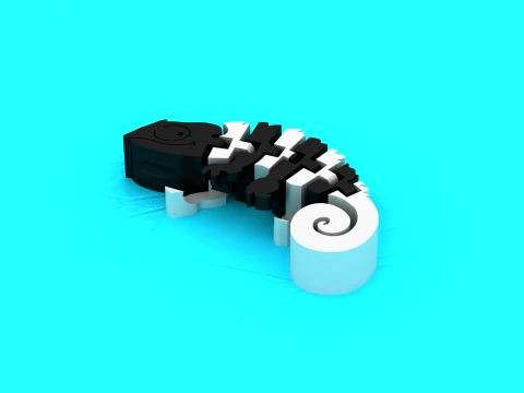 Skeleton Chameleon Flexi 3D Model