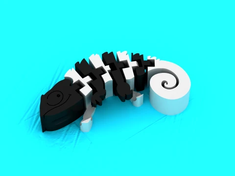 Skeleton Chameleon Flexi 3D Model