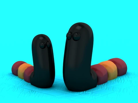 Ver flexible mignon Modèle 3D