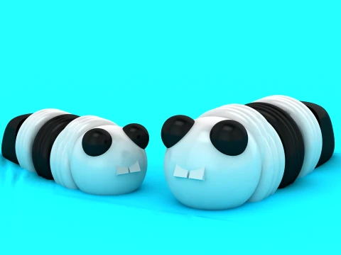 Cute Panda Flexi 3D Model