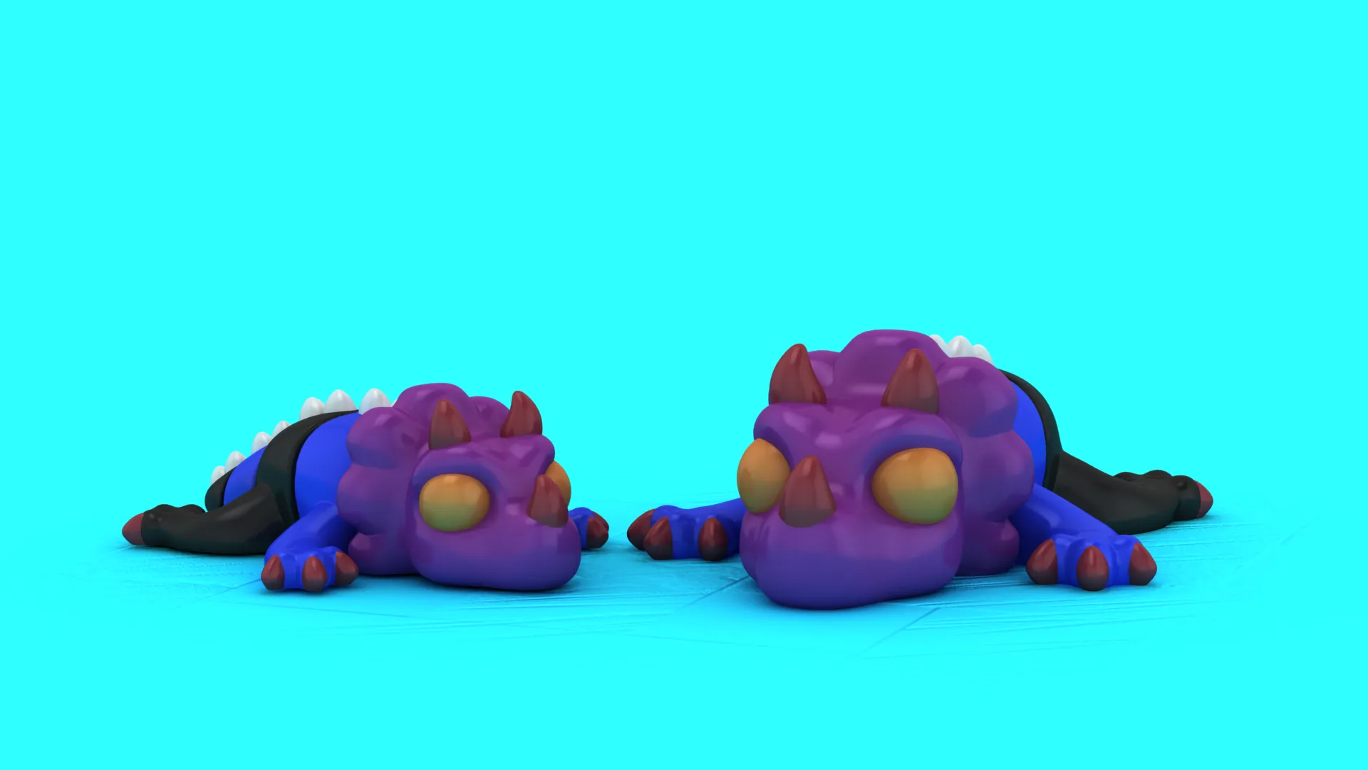 Purple Flexi Dragon 3D Model .c4d .max .obj .3ds .fbx .stl .blend