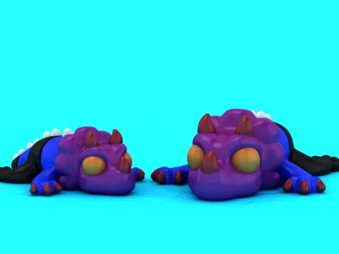 Purple Flexi Dragon 3D Model