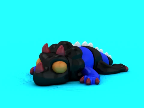 Purple Flexi Dragon 3D Model