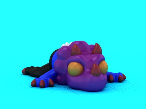 Purple Flexi Dragon 3D Model