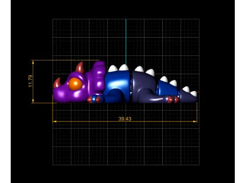 Purple Flexi Dragon 3D Model