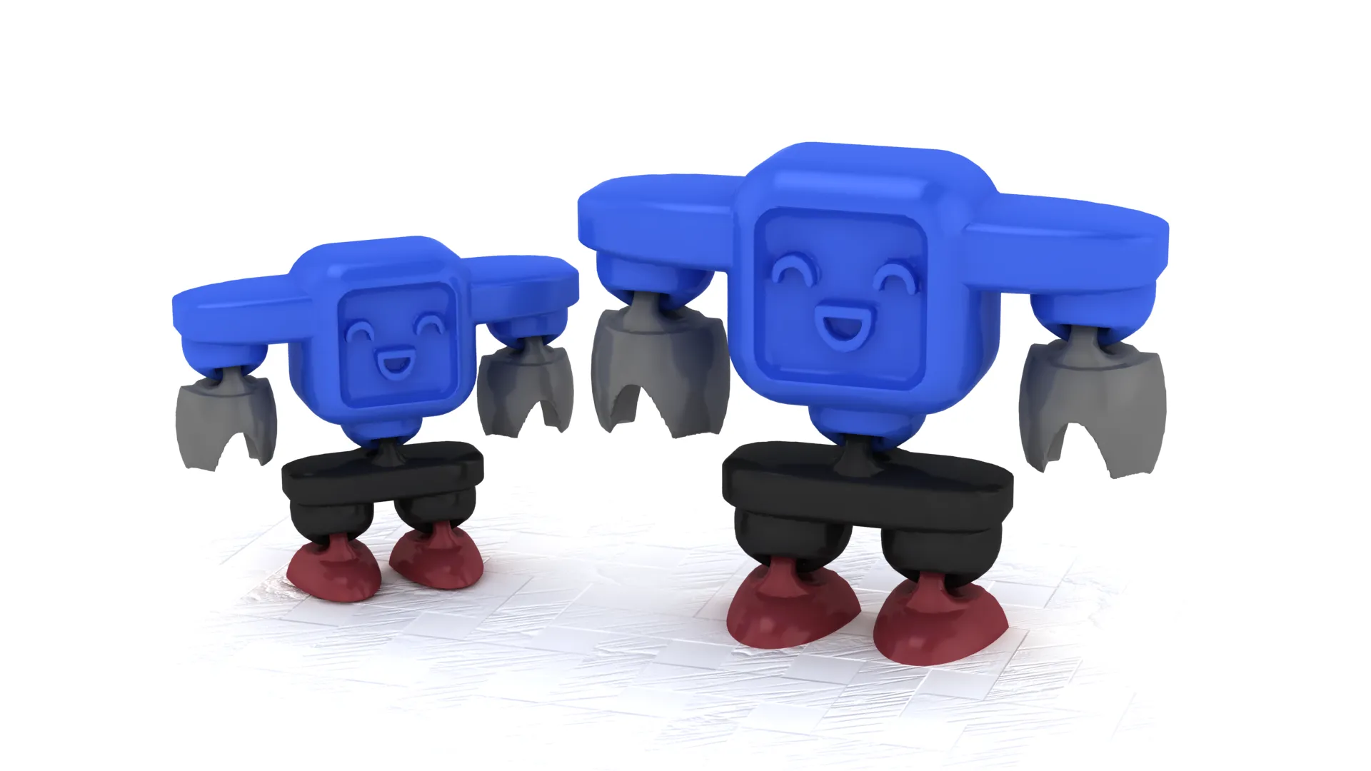Cute Robot Figure 3D Model .c4d .max .obj .3ds .fbx .stl .blend
