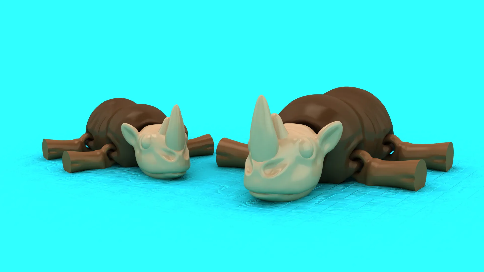 Flexi Rhino Figure 3D Model .c4d .max .obj .3ds .fbx .stl .blend 