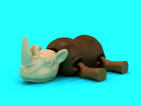 Flexi Rhino Figure 3D Model