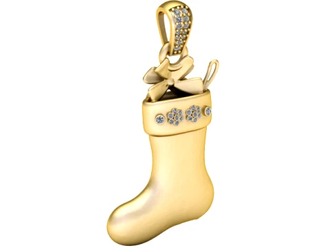 Pingente de ouro com meia de Natal Modelo 3D