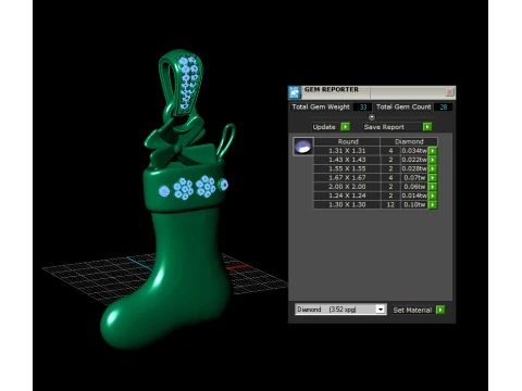 Christmas Stocking Gold Pendant 3D Model