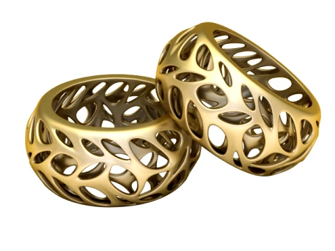 Anel Orgânico de Ouro Aberto Modelo 3D