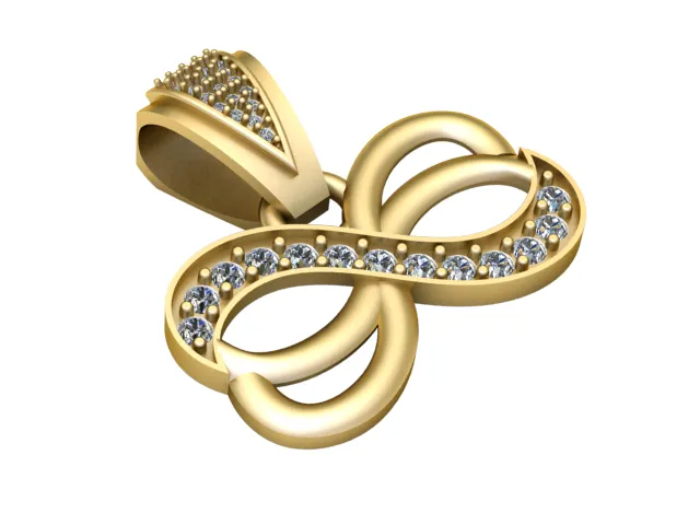 Diamond Infinity Gold Pendant 3D Model .c4d .max .obj .3ds .fbx .stl .blend 