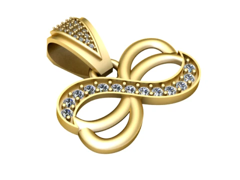 Pingente de Ouro Infinito Diamante Modelo 3D